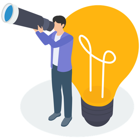 Businessman Looking Creative Idea  Illustration