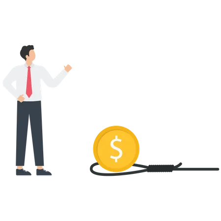 Businessman looking dollar coin in trap  Illustration