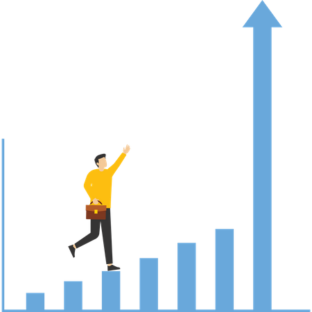 Businessman looking economic growth graph  Illustration