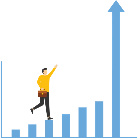 Businessman looking economic growth graph  Illustration