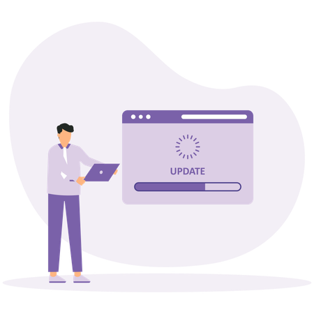 Businessman looking Fix System Update Change New Version  Illustration