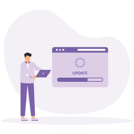 Businessman looking Fix System Update Change New Version  Illustration
