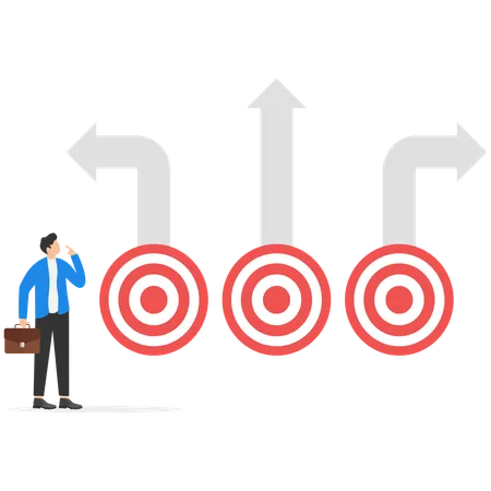 Businessman Looking For A Target Of Direction For A Start Up Strategy And Analysis Illustration