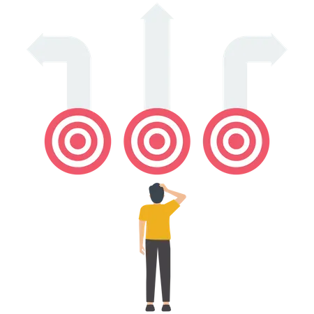 Businessman looking for a target of direction for a startup  Illustration