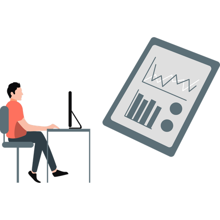 Businessman looking for analysis graph  Illustration