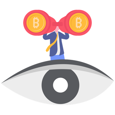 Businessman looking for bitcoin  Illustration