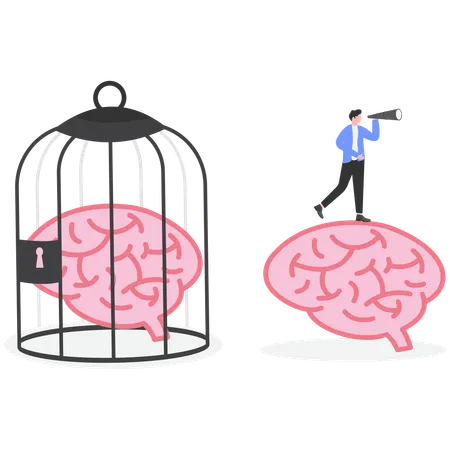 Businessman looking for brain opportunities  Illustration