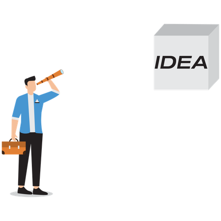 Businessman looking for business idea  Illustration