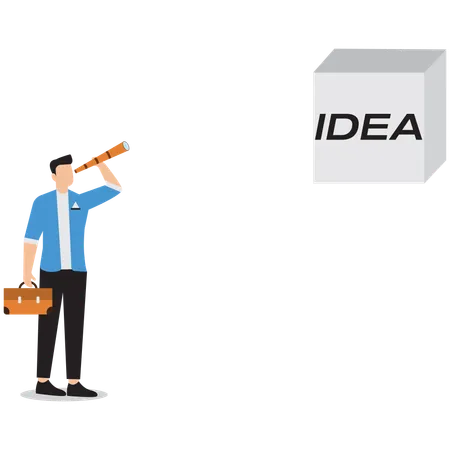 Businessman looking for business idea  Illustration