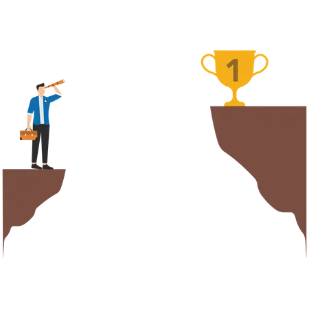 Businessman looking for business trophy  Illustration