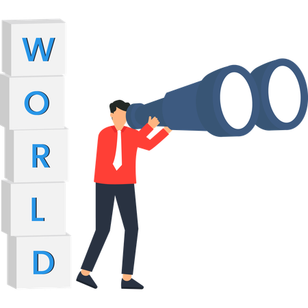 Businessman looking for business vision  Illustration