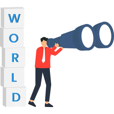 Businessman looking for business vision  Illustration