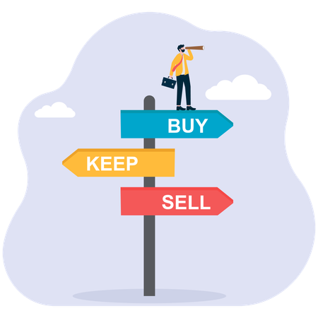 Businessman looking for buy sell option  Illustration