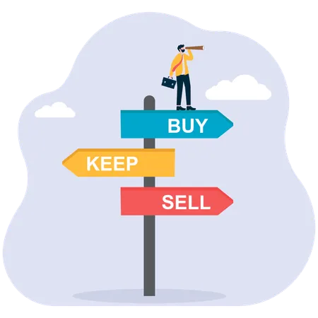 Businessman looking for buy sell option  Illustration