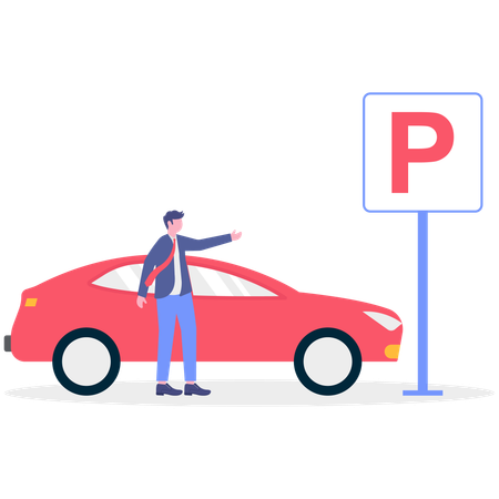 Businessman looking for car parking  Illustration