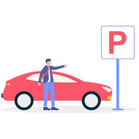 Businessman looking for car parking  Illustration