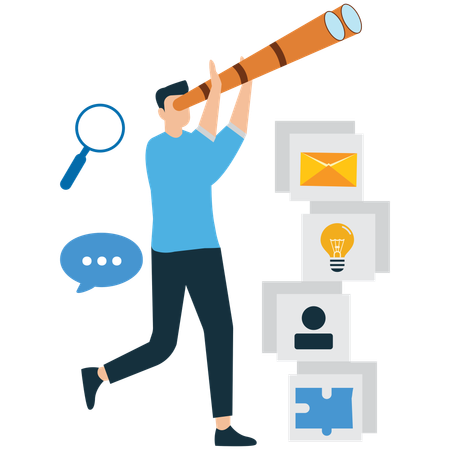 Businessman Looking for Career Opportunities  Illustration