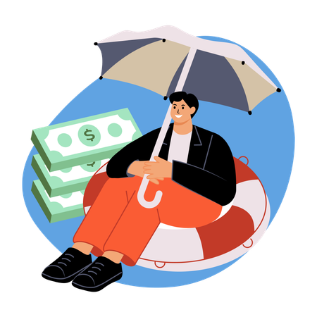 Businessman looking for emergency fund  Illustration