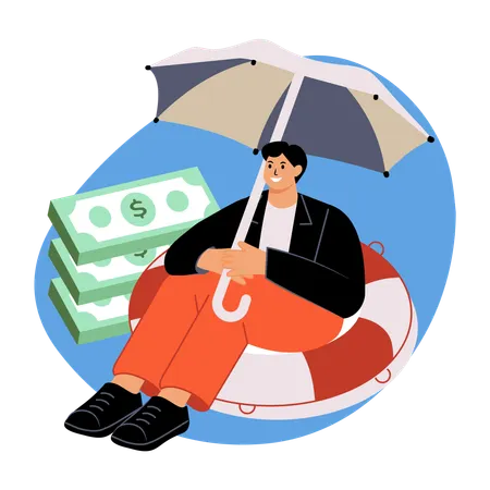 Businessman looking for emergency fund  Illustration