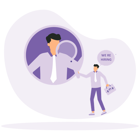 Businessman looking for employees for jobs  Illustration