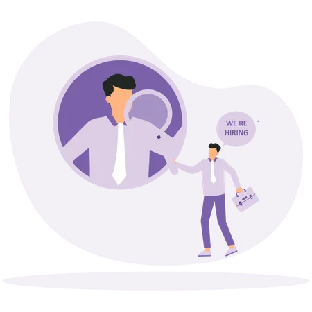 Businessman looking for employees for jobs  Illustration
