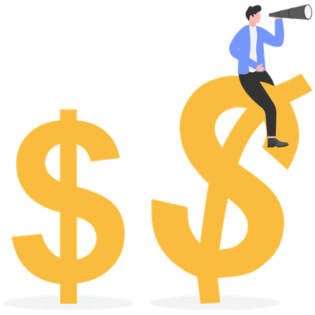 Businessman looking for financial opportunity  Illustration