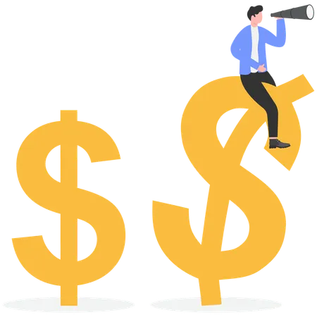 Businessman looking for financial opportunity  Illustration
