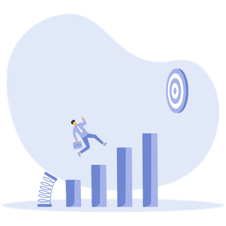 Businessman looking for higher growth in business  Illustration