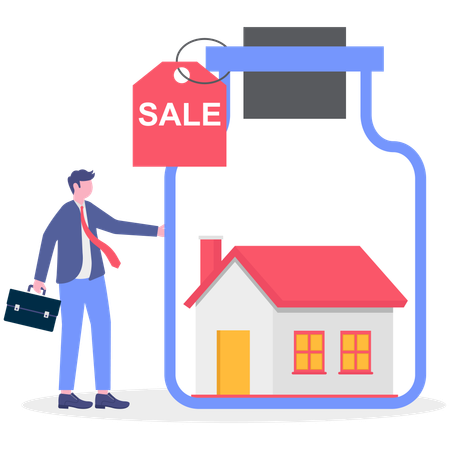 Businessman Looking for house on sale online  Illustration