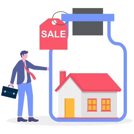 Businessman Looking for house on sale online  Illustration