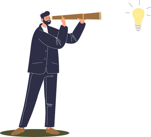 Businessman looking for idea  Illustration