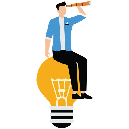 Businessman looking for idea opportunity  Illustration