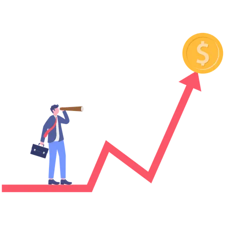 Businessman looking for investment opportunity  Illustration