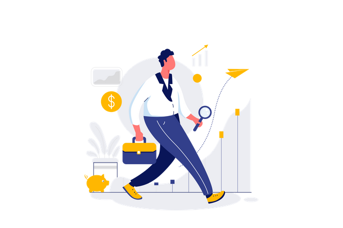 Businessman looking for investment opportunity  일러스트레이션