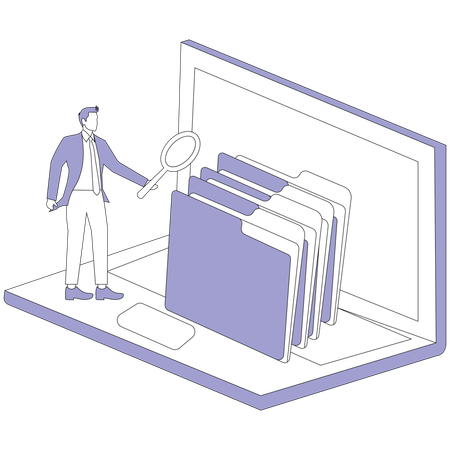 Businessman looking for online folder  Illustration