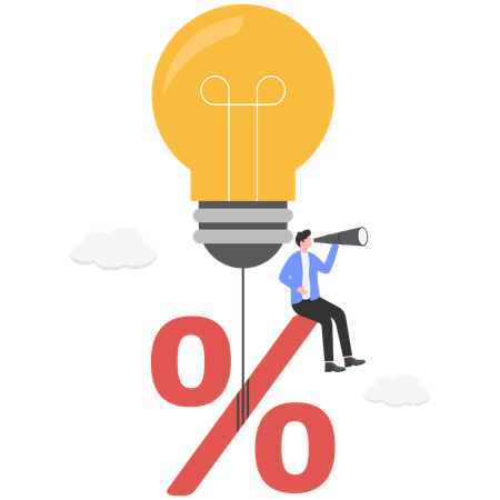 Businessman looking for percentage idea  Illustration