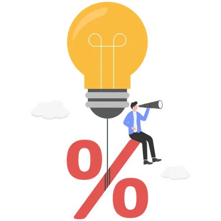 Businessman looking for percentage idea  Illustration