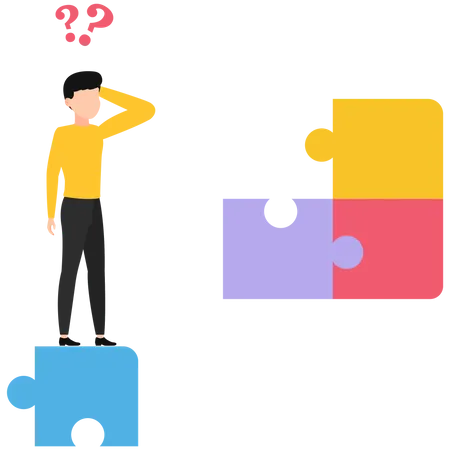 Businessman looking for puzzle pieces  Illustration
