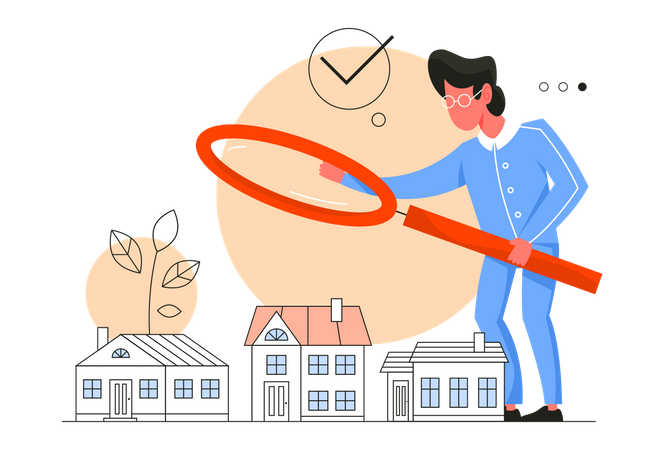 Businessman looking for real estate property  Illustration