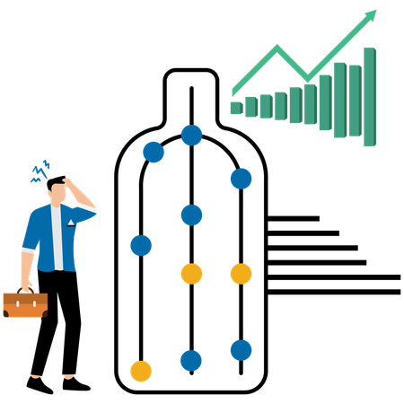Businessman looking for system least capacity  Illustration