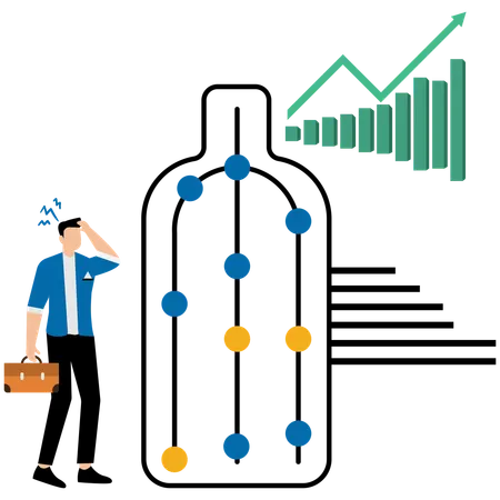 Businessman looking for system least capacity  Illustration