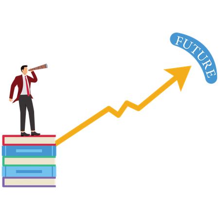 Businessman looking Future Driven Vision  Illustration