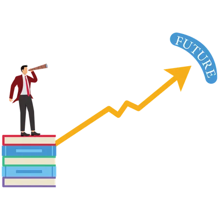 Businessman looking Future Driven Vision  Illustration