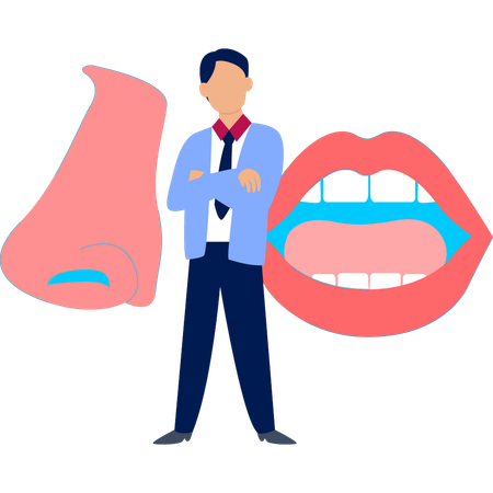 Businessman looking human mouth  Illustration