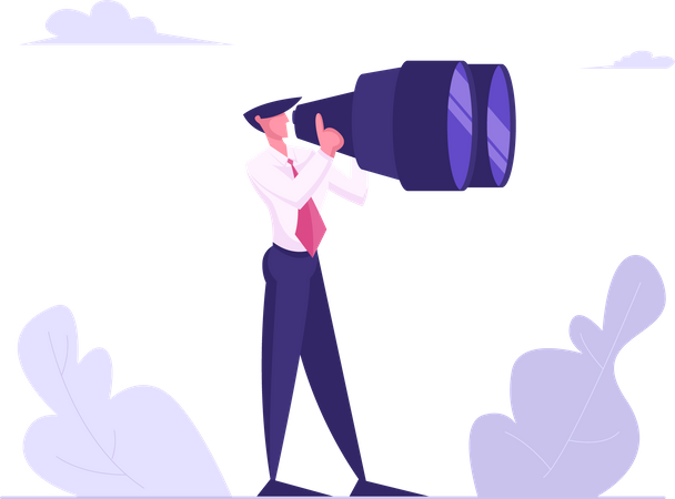 Businessman looking in binoculars  Illustration