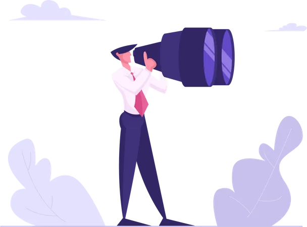 Businessman looking in binoculars  Illustration