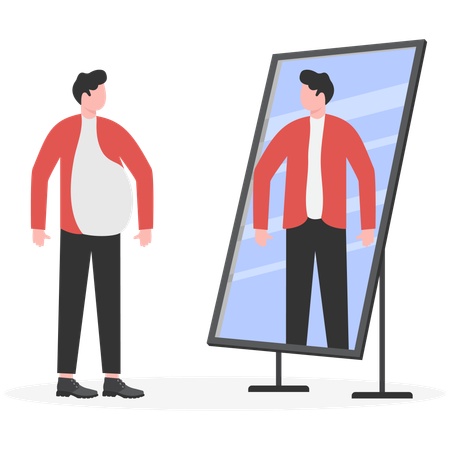 Businessman looking in mirror  Illustration