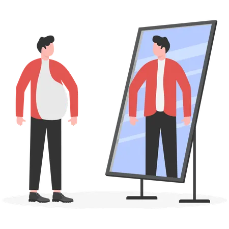 Businessman looking in mirror  Illustration