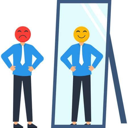 Businessman looking in mirror reflection  Illustration