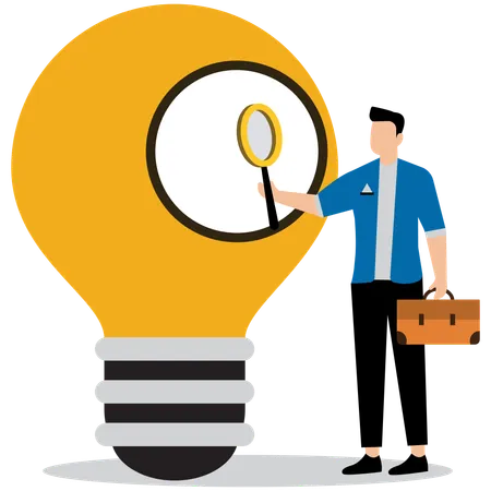 Businessman looking into light bulb inside  Illustration